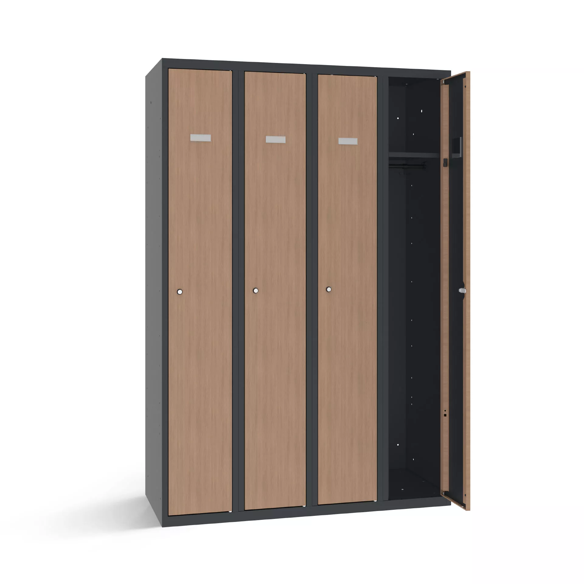 Vestiaire industrie propre 4 portes avec portes aspects bois - largeur 120 cm