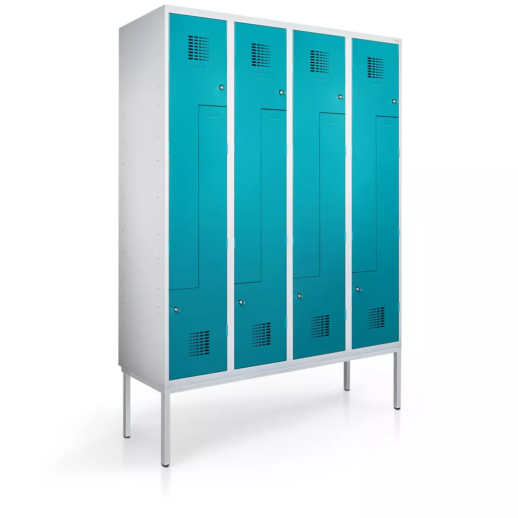 Vestiaire en L métallique - 8 portes - 120 cm de largeur