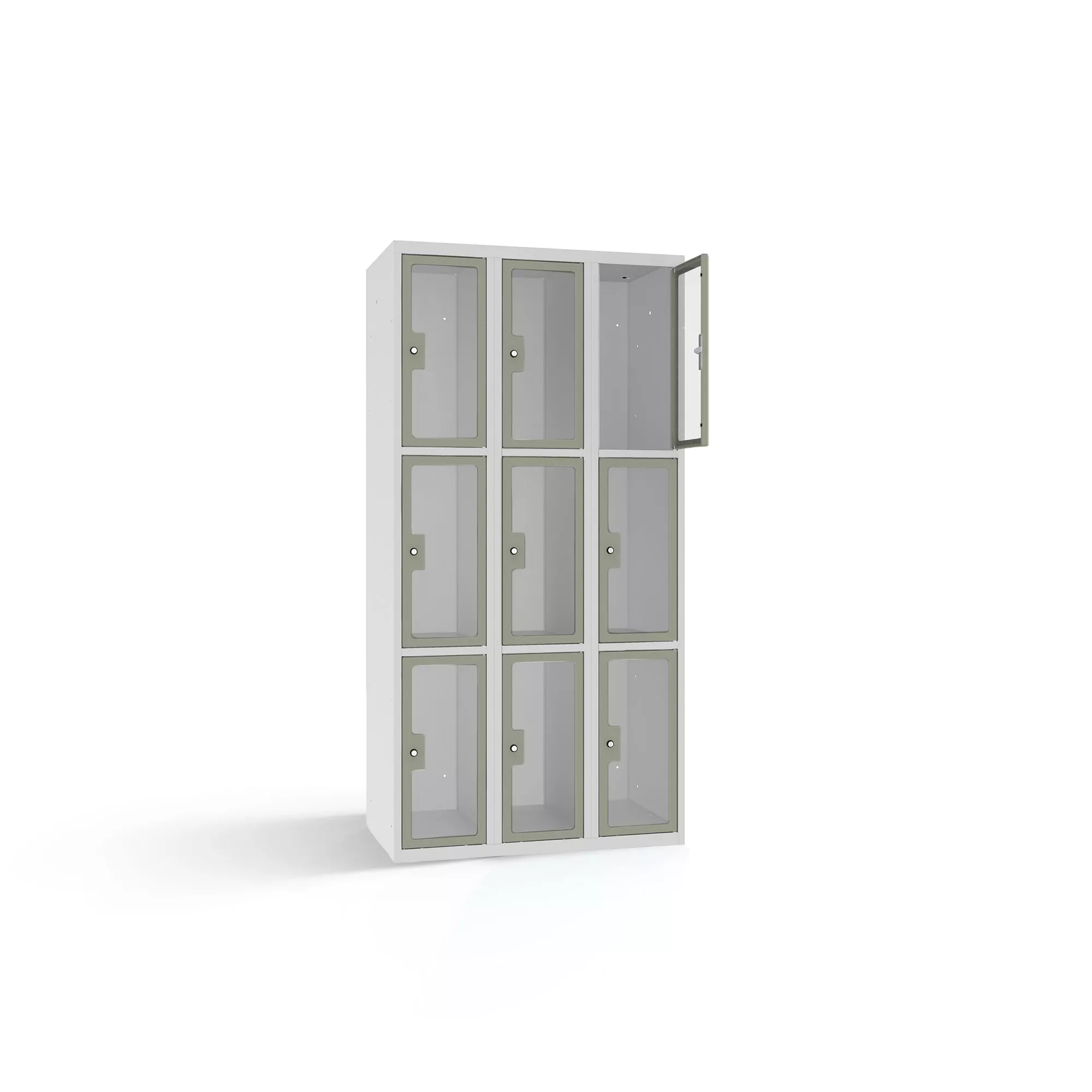 Compartment cabinet with plexiglass doors 9 compartments width 90 cm