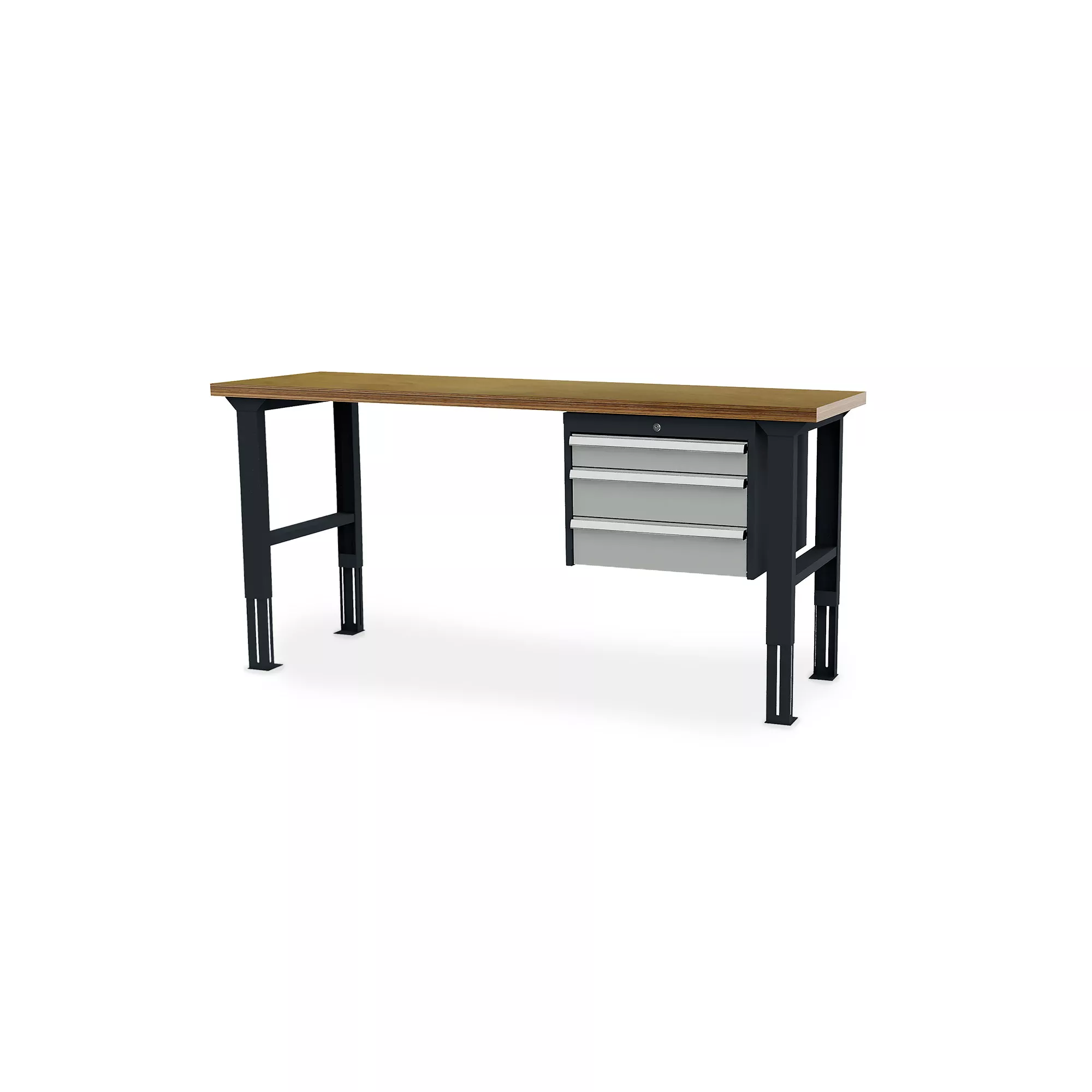 Workshop workbench - ergonomic height-adjustable - 3 drawers - 2000 x 600 x 760-1060 mm Workshop workbench - ergonomic height-adjustable - 3 drawers - 2000 x 600 x 760-1060 mm