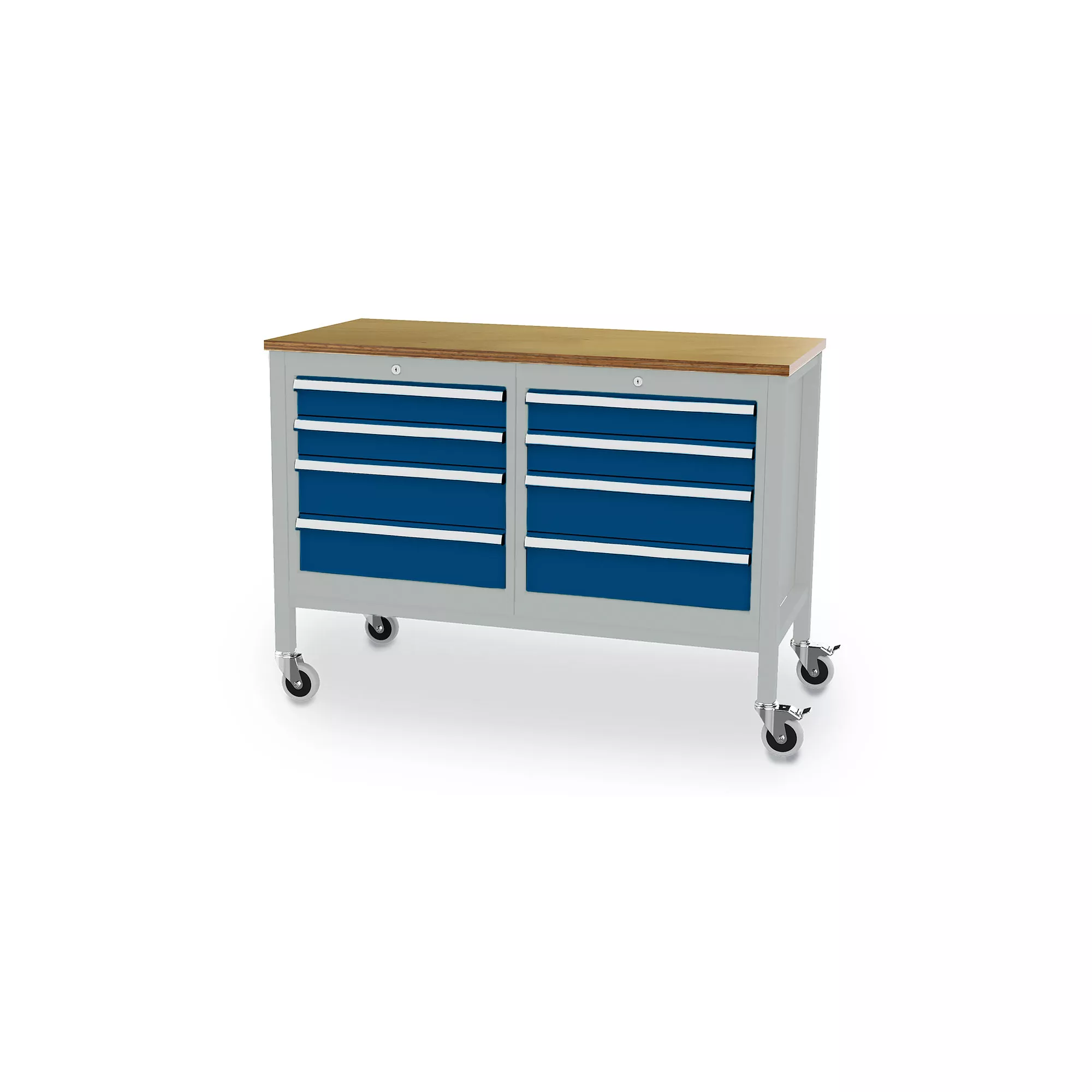 Mobile workbench - 8 drawers - 1300 x 600 x 960 mm (W x D x H)