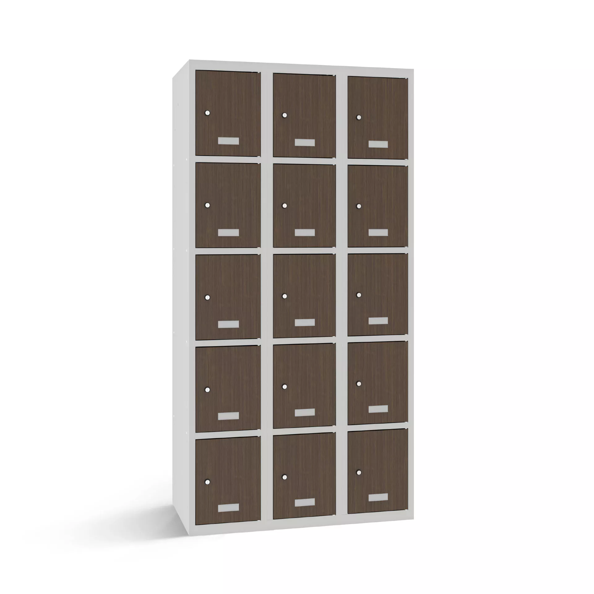 Vestiaire multicase avec 15 portes aspect bois – largeur 90 cm