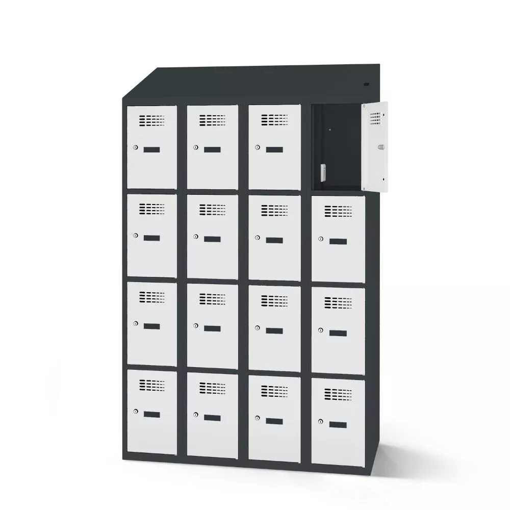 Compartment cabinet with charging function 16 compartments width 120 cm