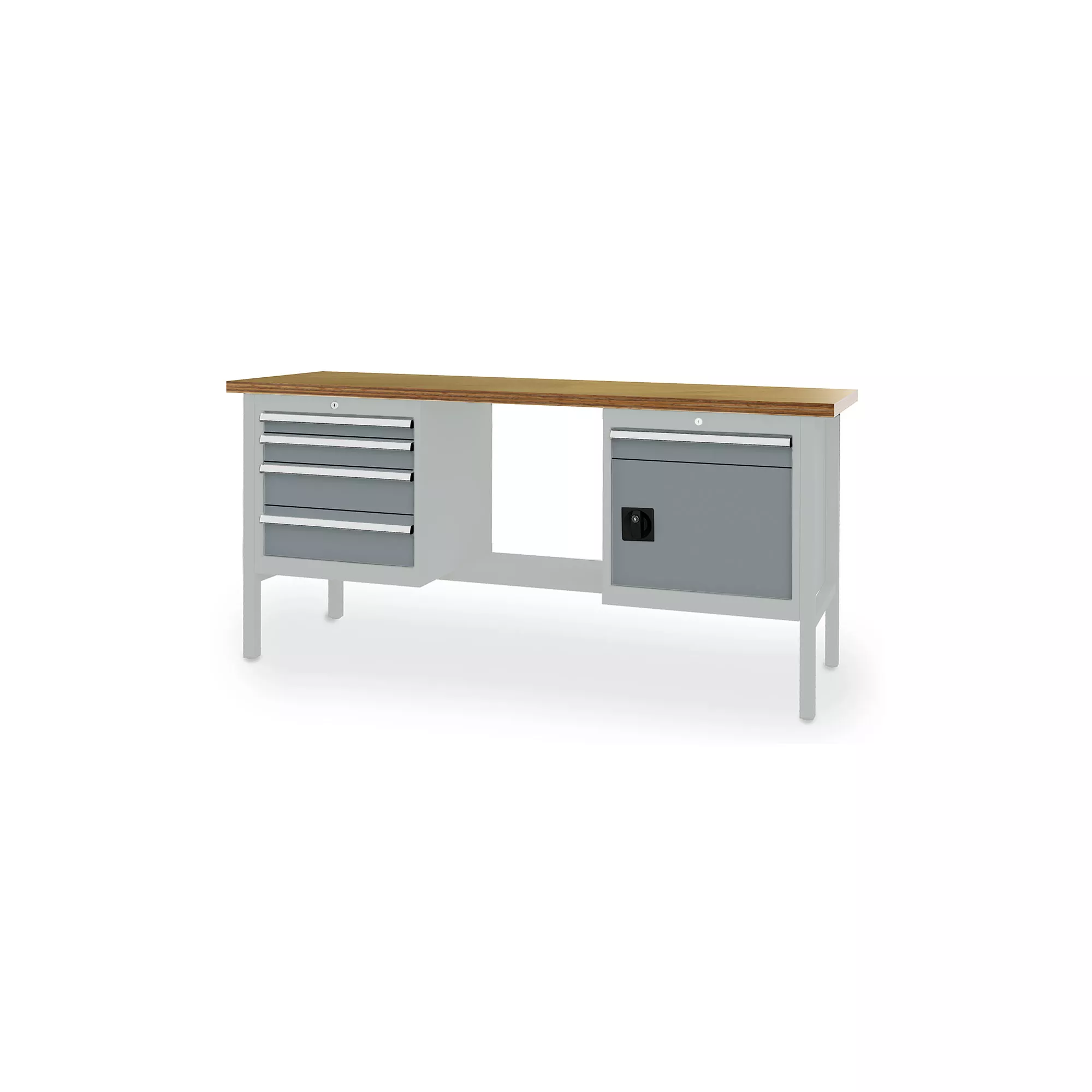 Établi professionnel - 5 tiroirs et compartiment verrouillable - 2000 x 600 x 960 mm (L x P x H)