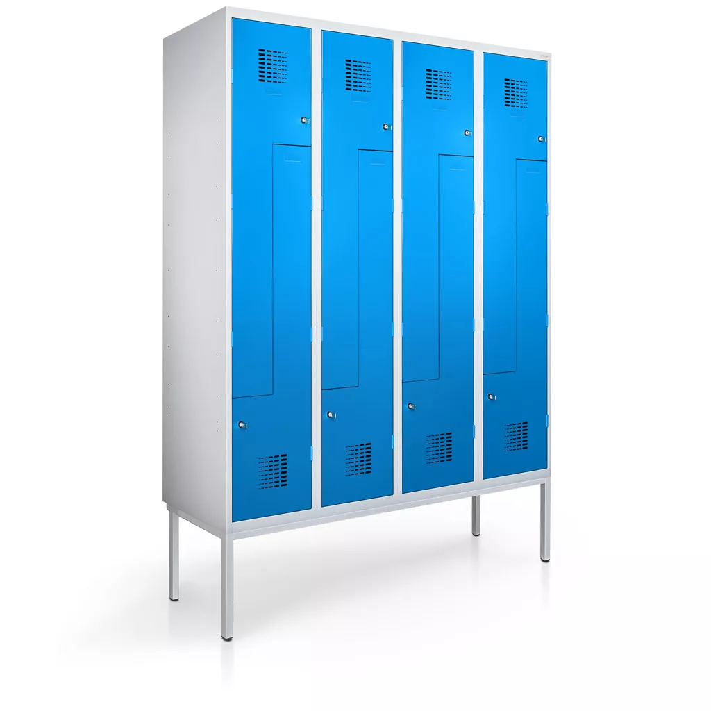 Vestiaire en L métallique - 8 portes - 120 cm de largeur