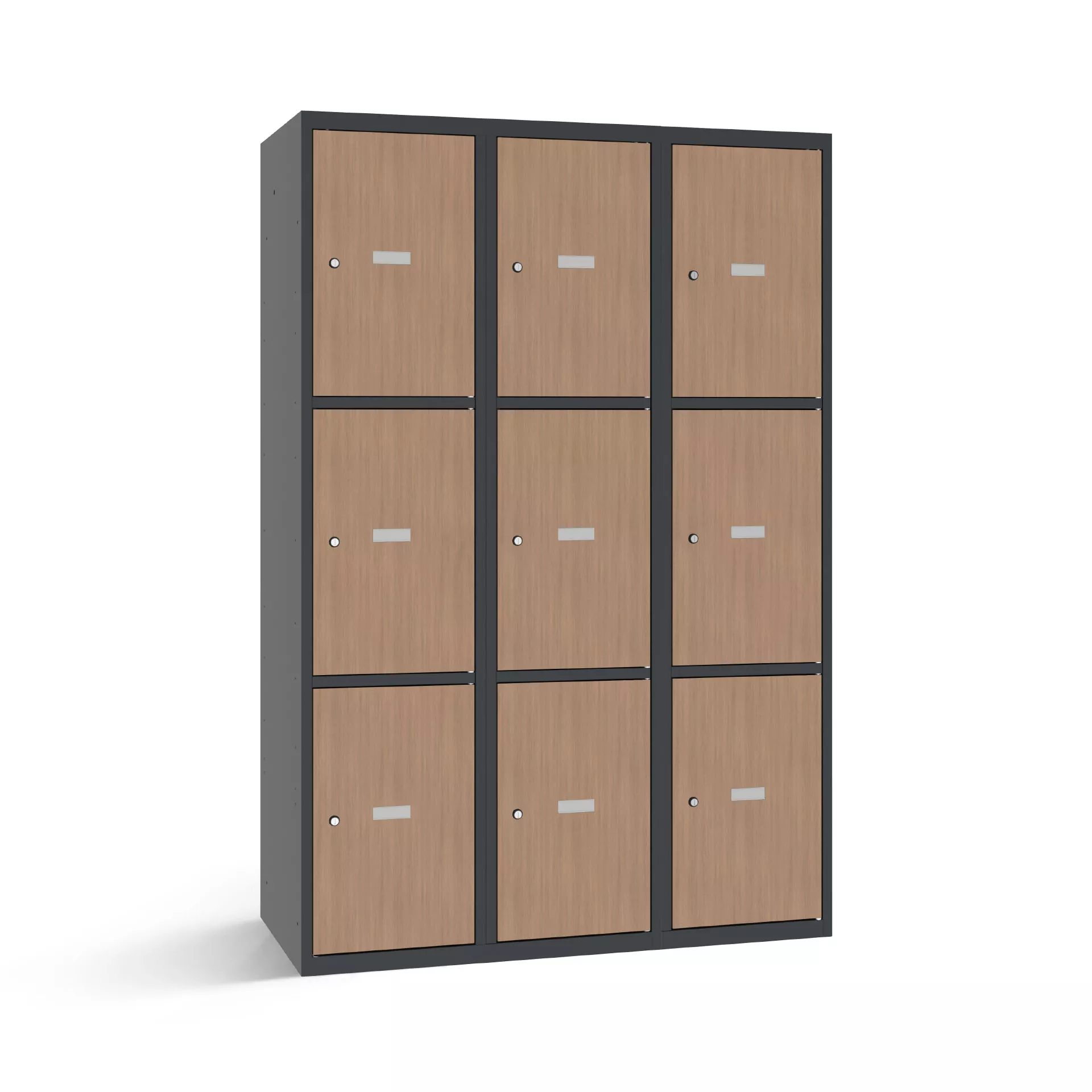 Vestiaire multicase avec 9 portes aspect bois – largeur 120 cm