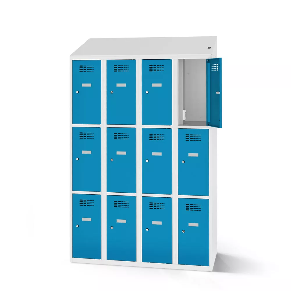 Vestiaire multicases 12 compartiments avec fonction de recharge - 120 cm de largeur