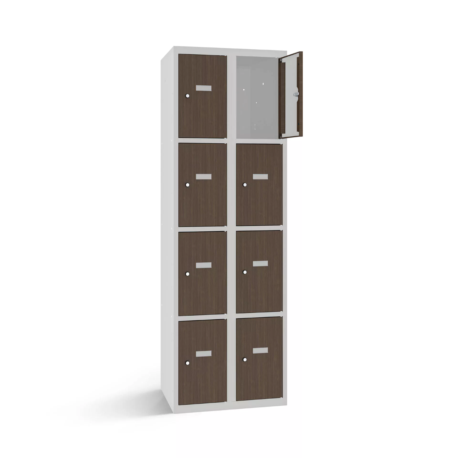 Vestiaire multicase avec 8 portes aspect bois – largeur 60 cm