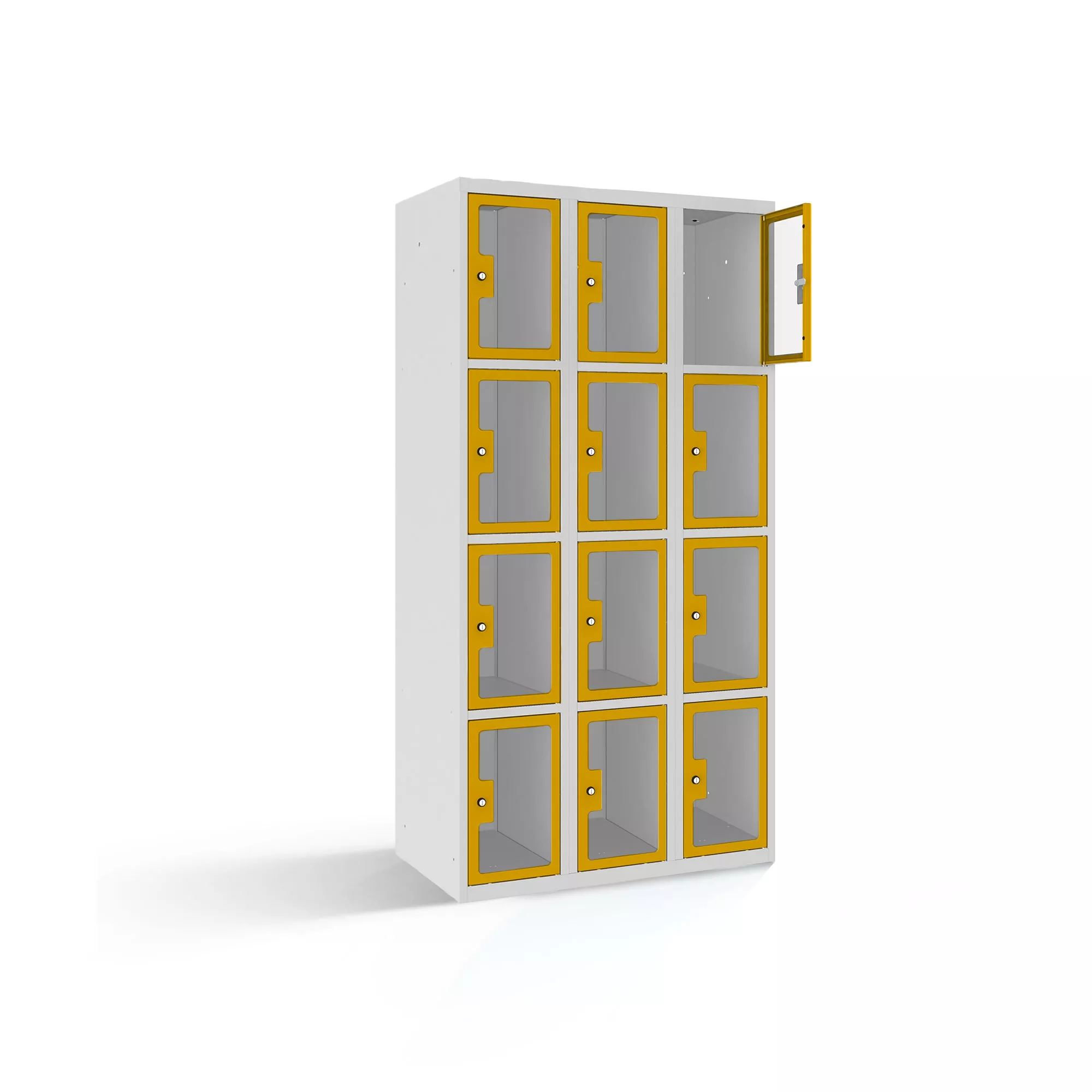 Compartment cabinet with plexiglass doors 12 compartments width 90 cm