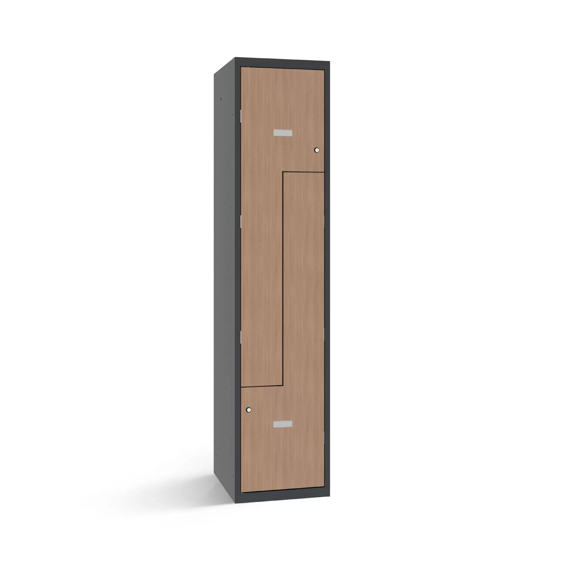 Vestiaire en L avec 2 portes aspect bois - largeur 40 cm