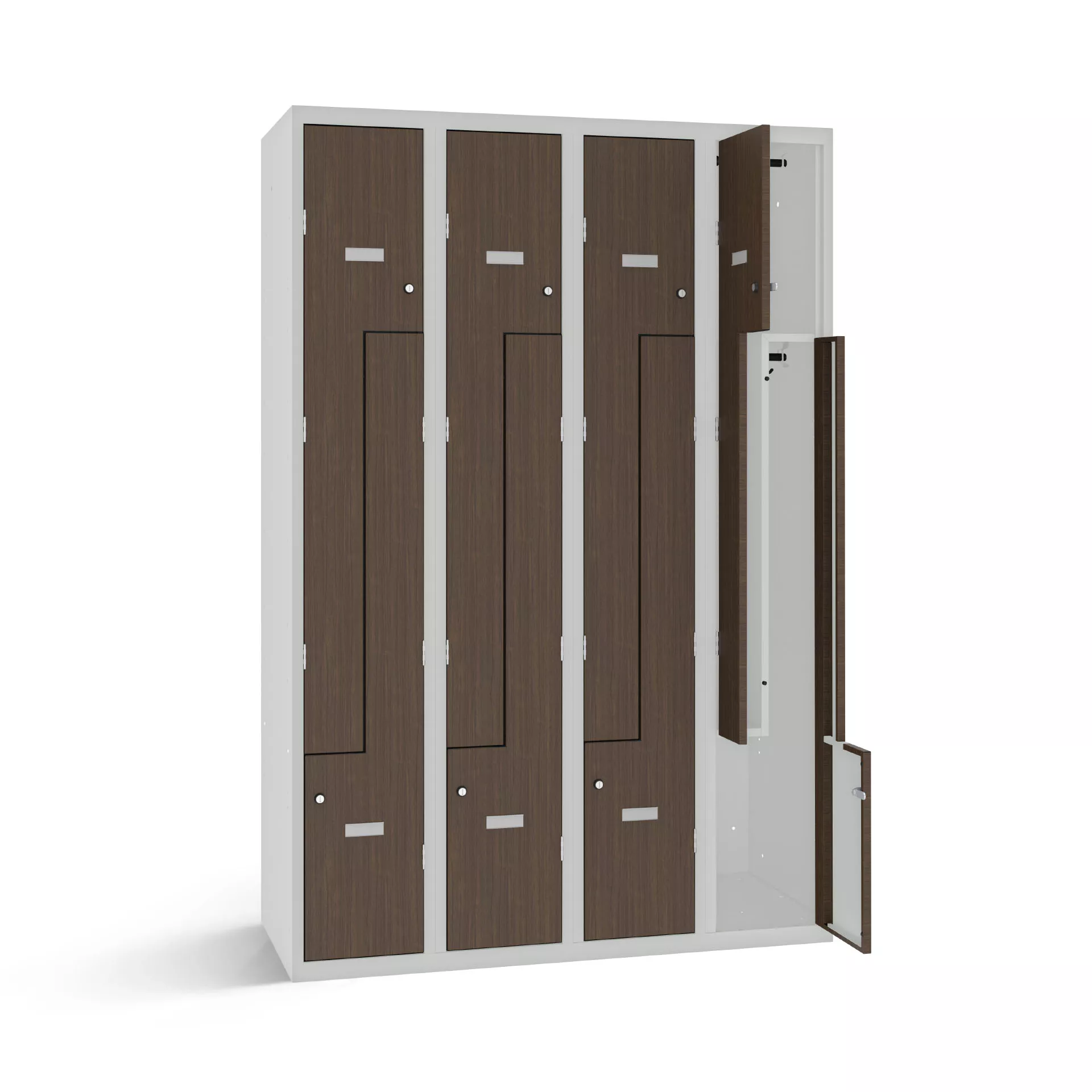 Vestiaire en L avec 8 portes aspect bois - largeur 120 cm