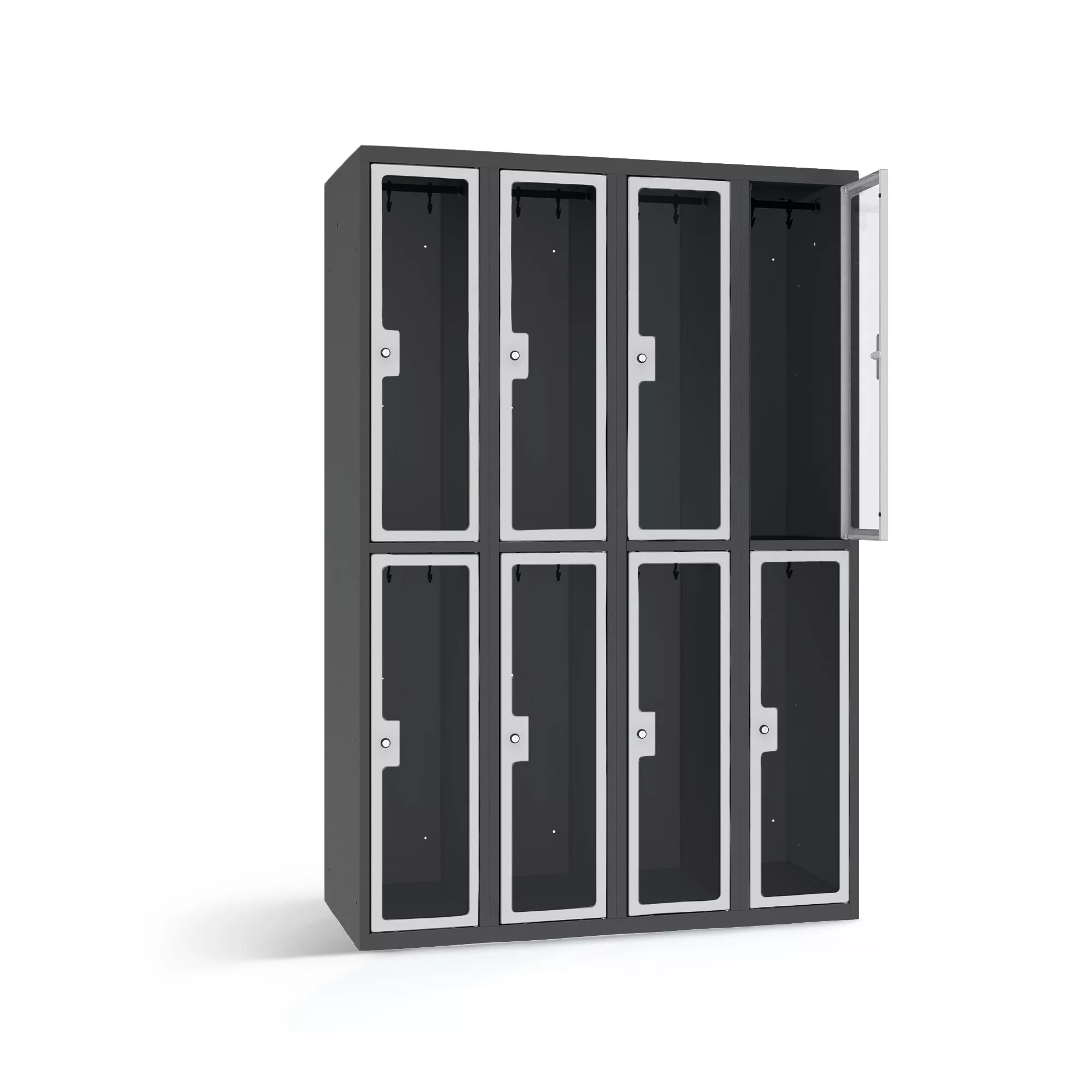 Vestiaire métallique 8 portes en plexiglas - 120 cm de largeur