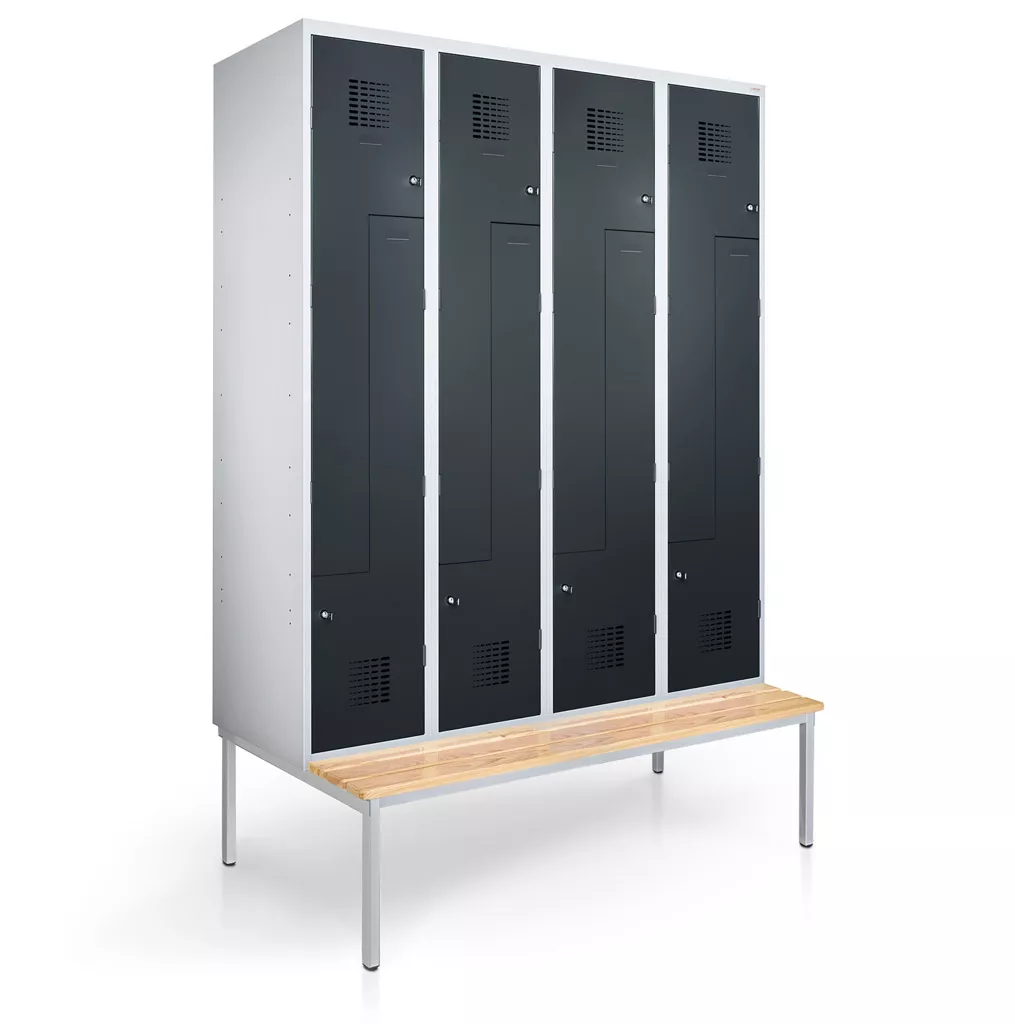 Vestiaire en L métallique - 8 portes - 120 cm de largeur