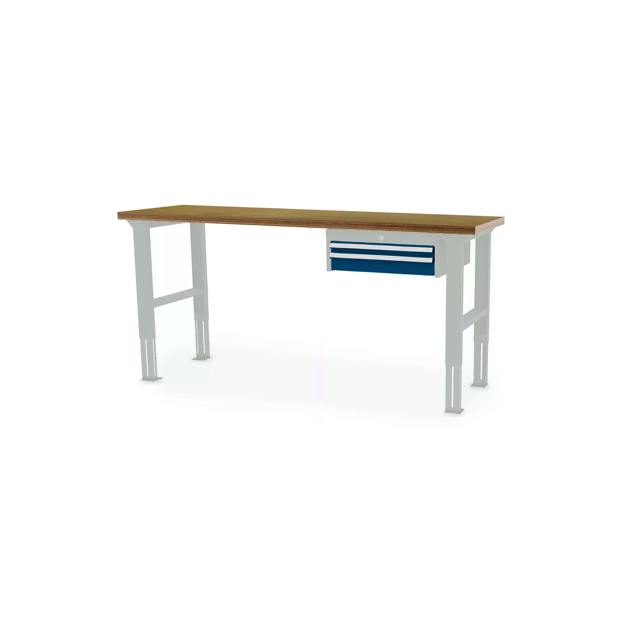 Workshop workbench - ergonomic height-adjustable - 2 drawers - 2000 x 600 x 760-1060 mm