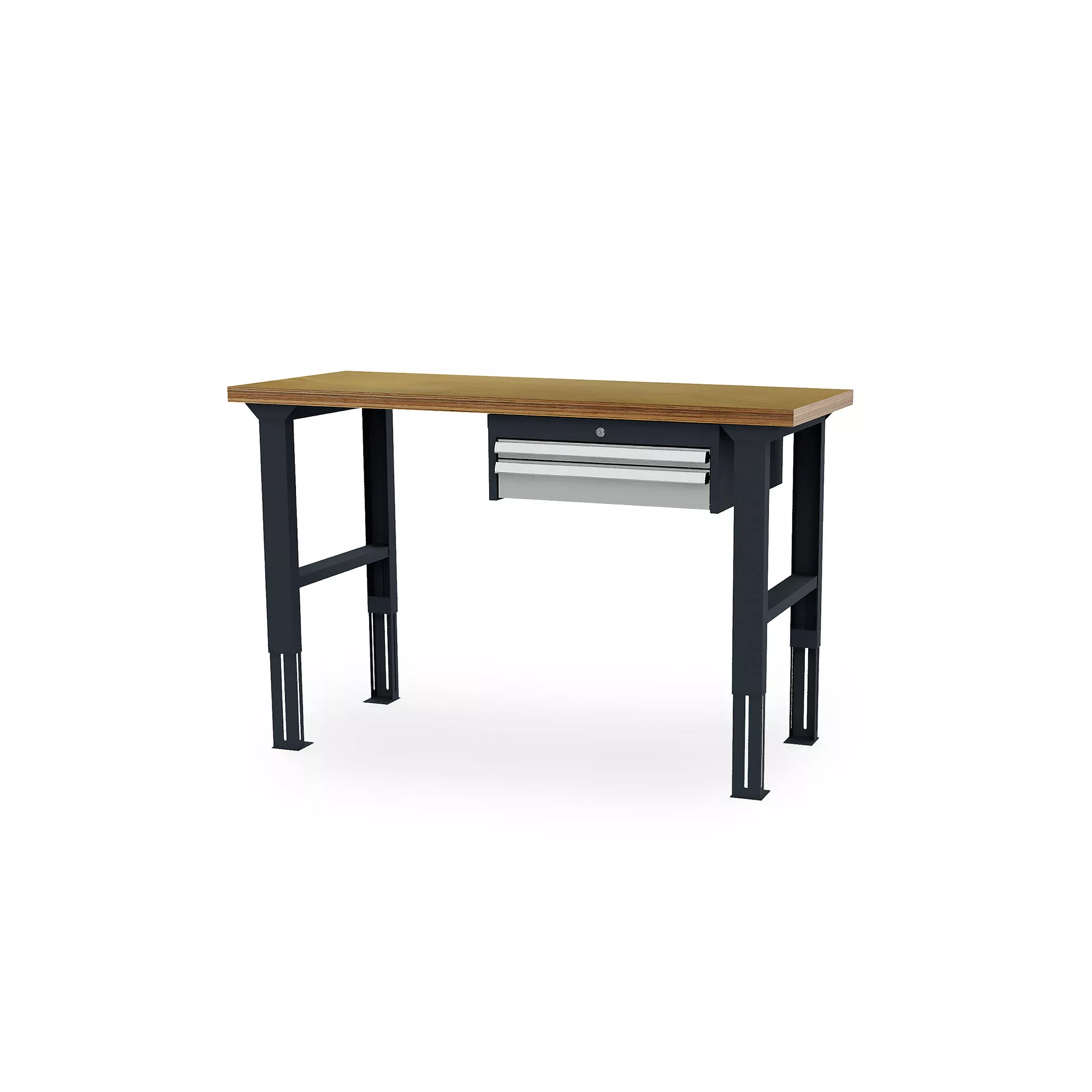Workshop workbench - ergonomic height-adjustable - 2 drawers - 1500 x 600 x 760-1060 mm Workshop workbench - ergonomic height-adjustable - 2 drawers - 1500 x 600 x 760-1060 mm