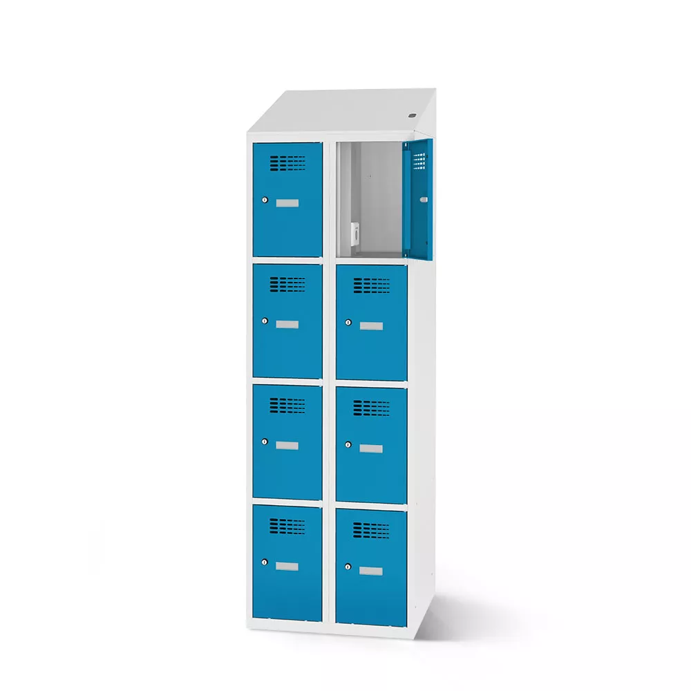 Vestiaire multicases 8 compartiments avec fonction de recharge - 80 cm de largeur
