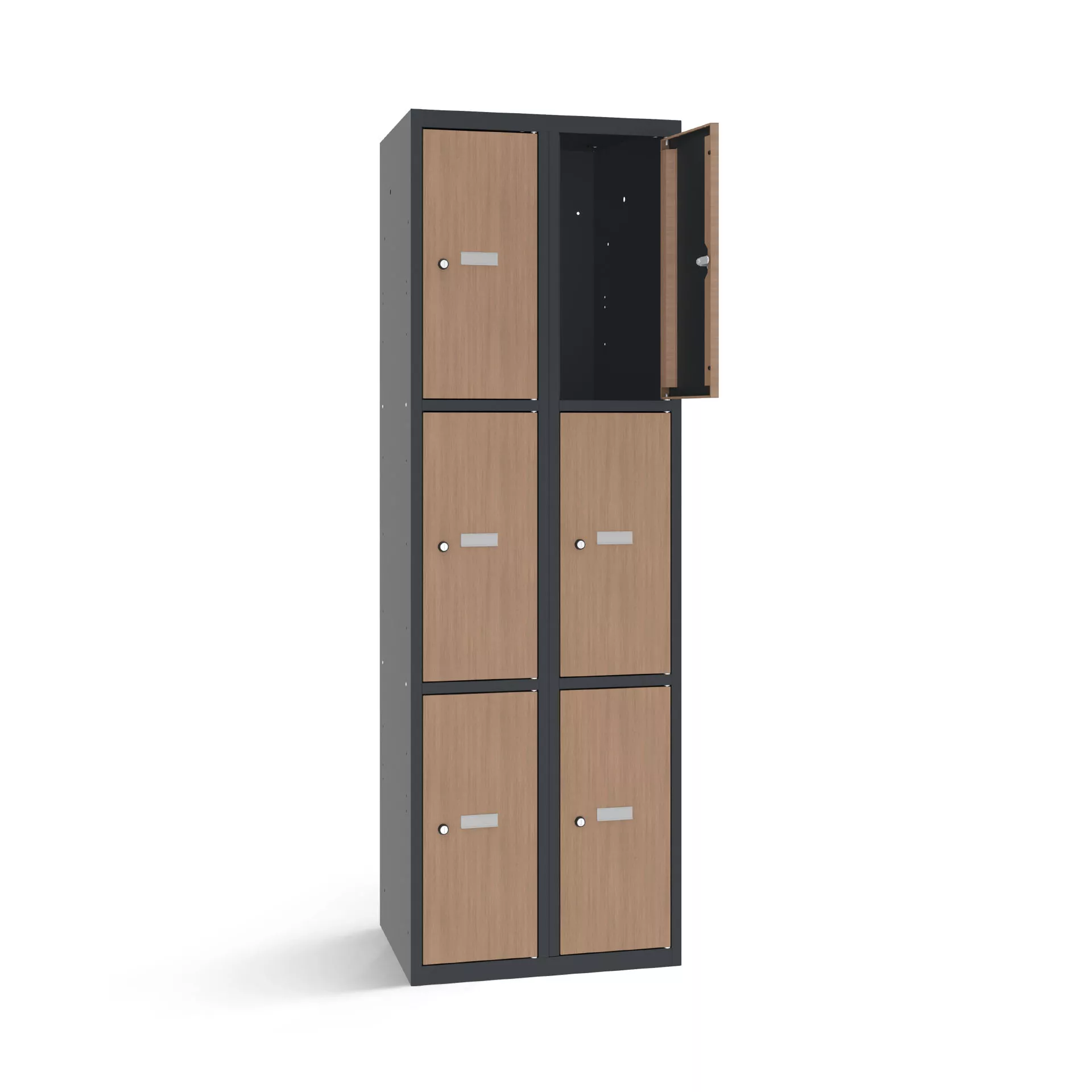 Vestiaire multicase avec 6 portes aspect bois – largeur 60 cm