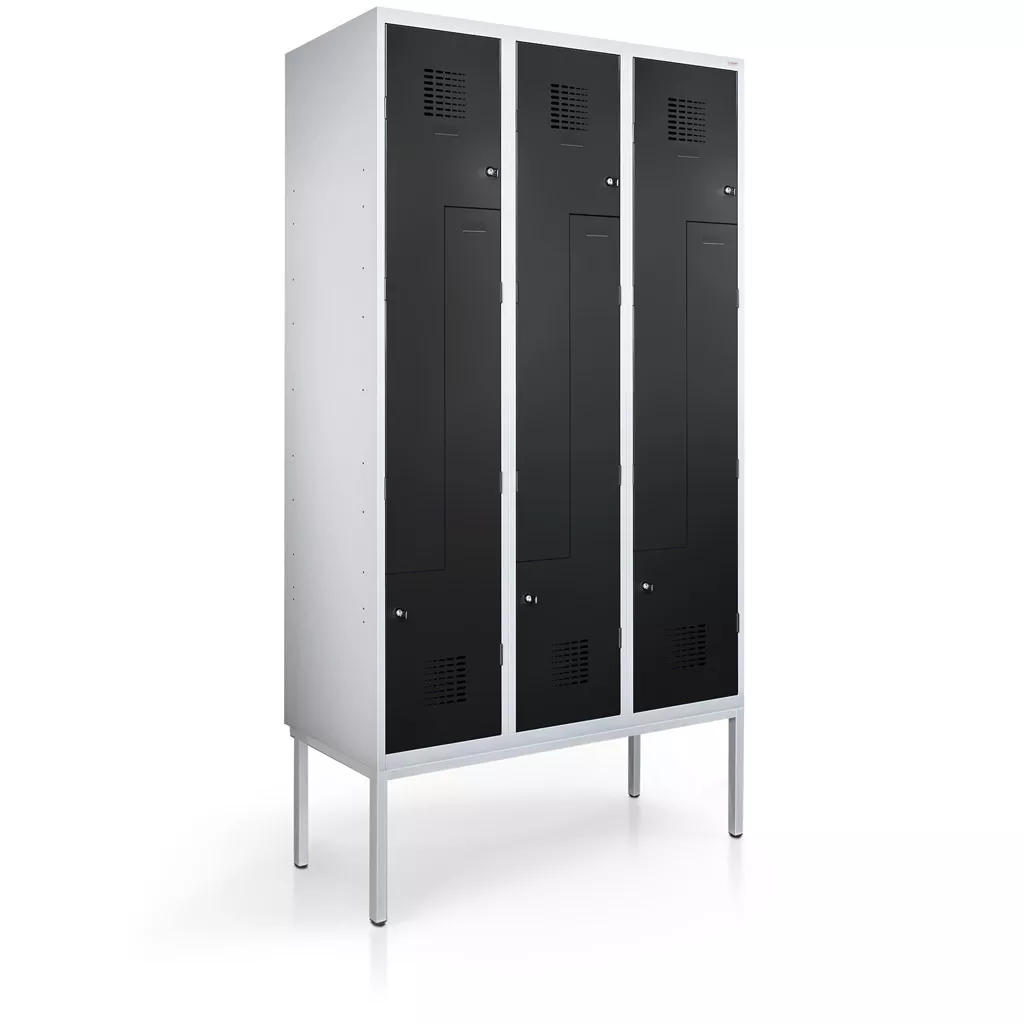 Vestiaire en L métallique - 6 portes - 120 cm de largeur