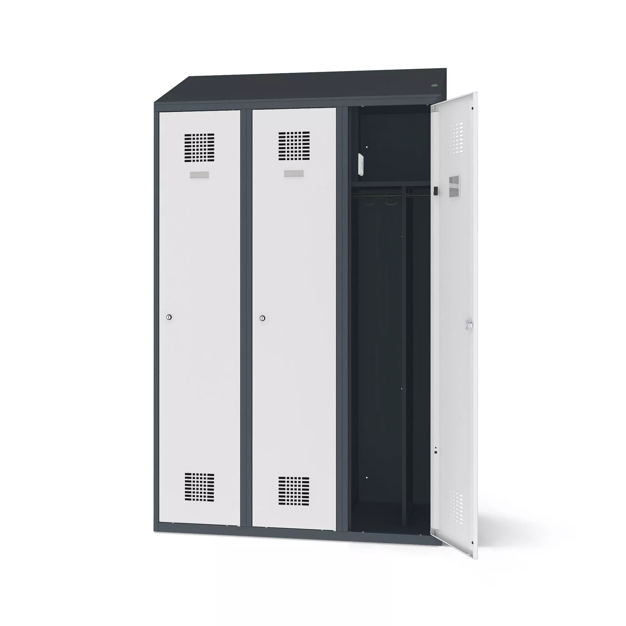 Vestiaire métallique 3 portes - avec fonction de chargement - 120 cm de largeur
