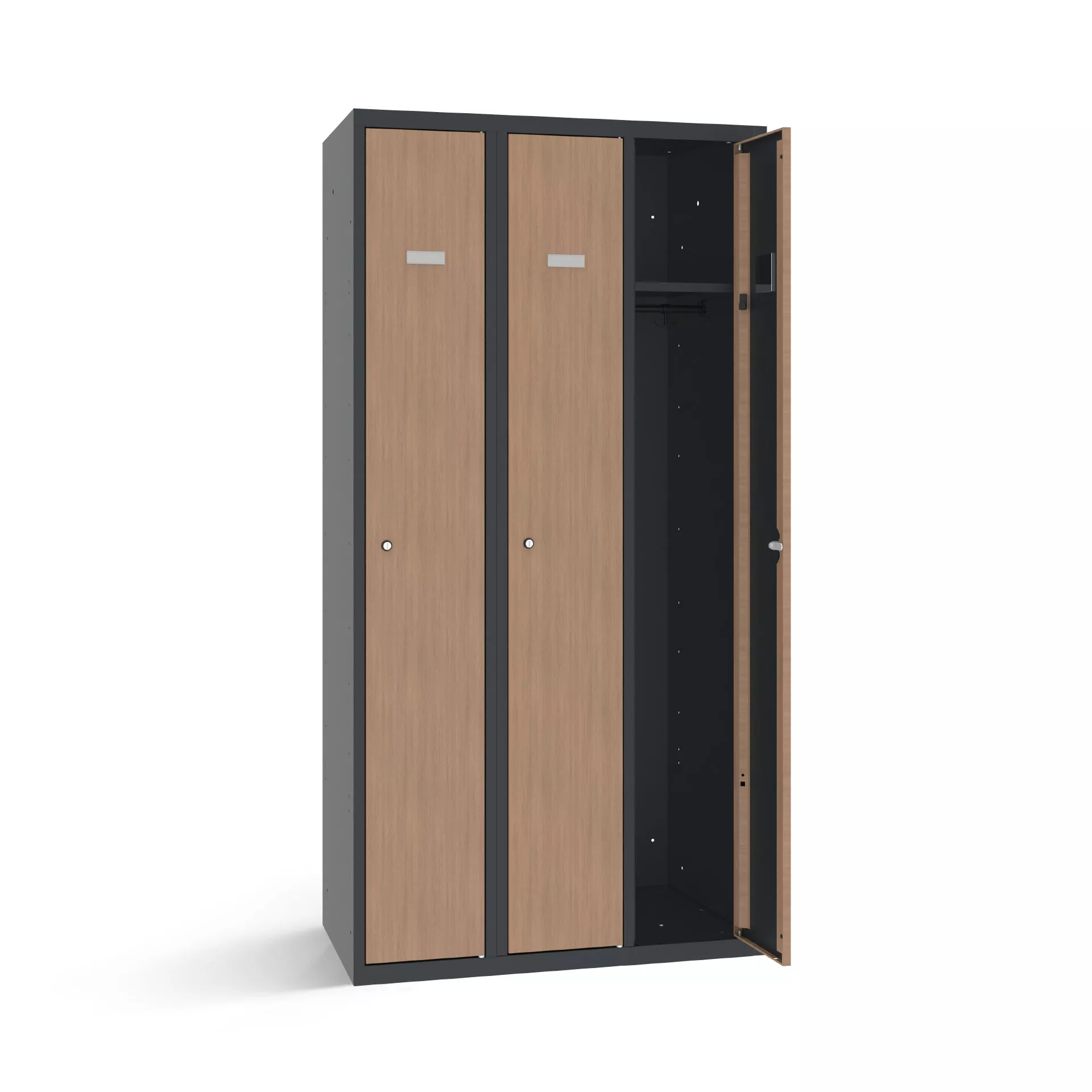 Vestiaire industrie propre 3 portes avec portes aspects bois - largeur 90 cm