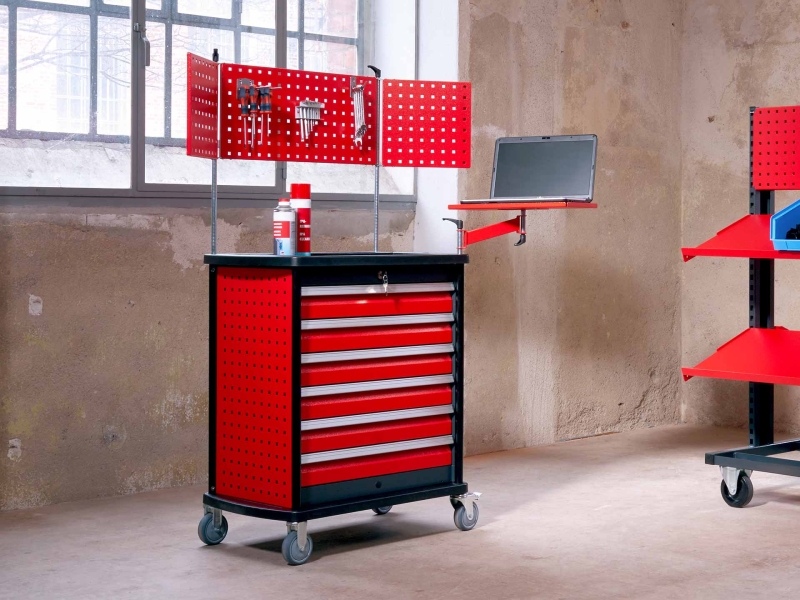 Workshop trolley for craft and industry| red steel®