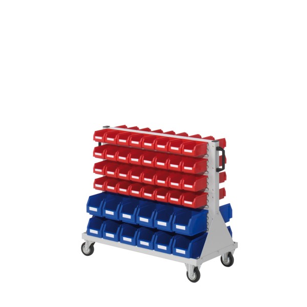 Assembly trolley with 88 small parts boxes