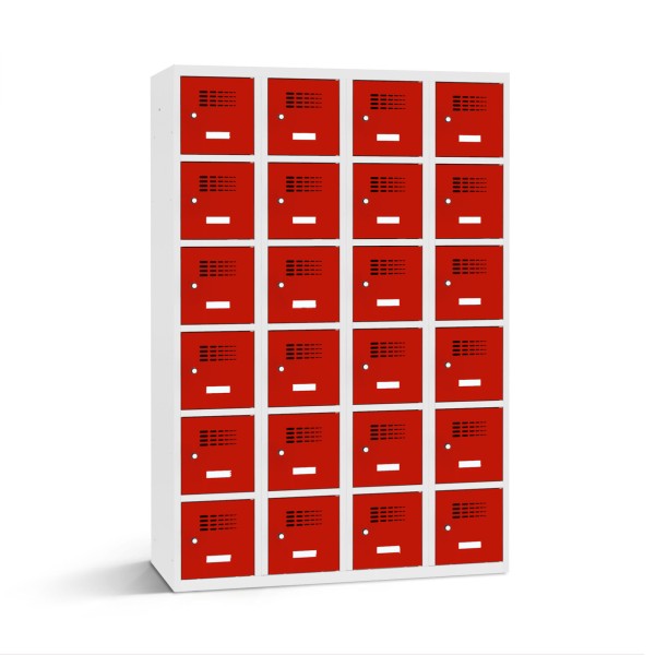 lockeel® locker 4x5 doors with body in light grey and door in traffic red