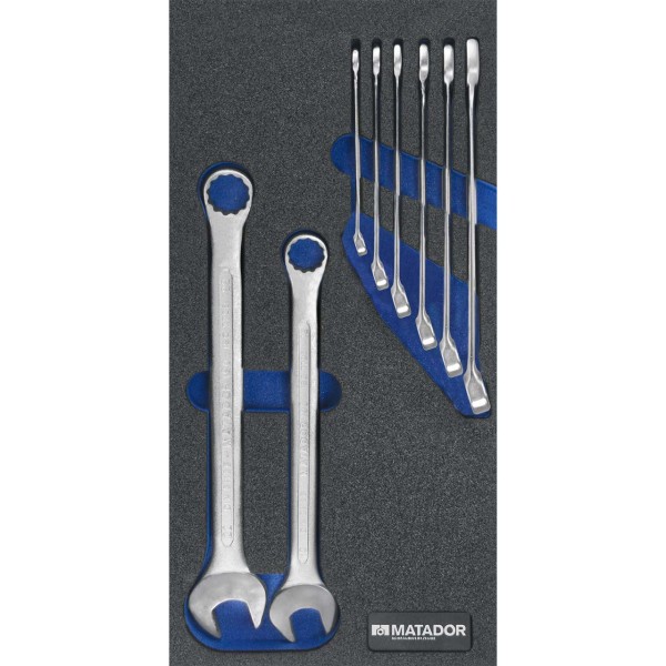 Tool spanner set 185 8 pcs. with inlet 400 x 200 mm for insertion in drawers