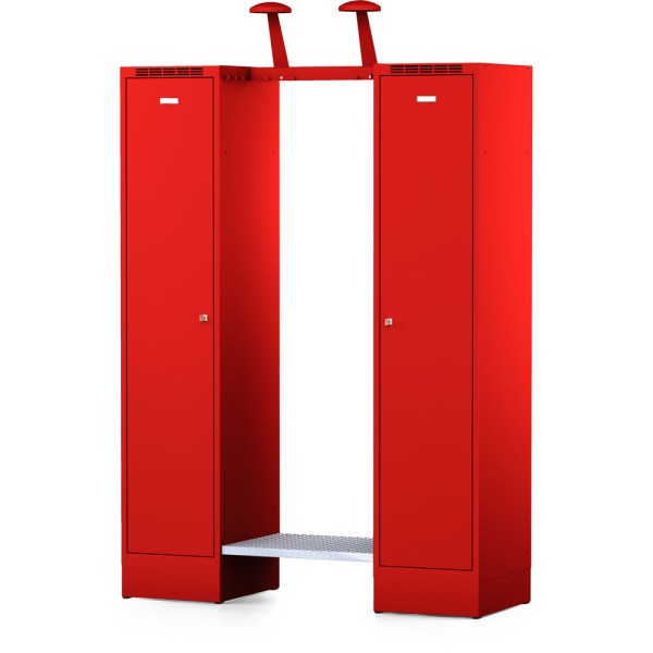 lockeel® Fire brigade coat rack FLEX 2er in fire red with fire red doors
