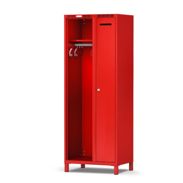 lockeel® fire brigade locker DEVIS in fire red with fire red door and closed private compartment