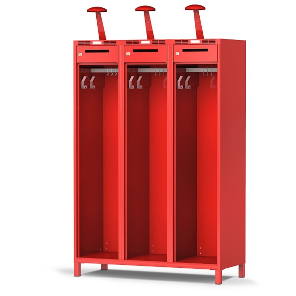 lockeel® fire brigade locker PRO 3er in fire red with fire red door