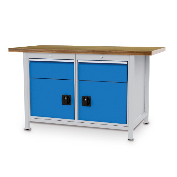 Box workbench W 1500 mm with 2 drawers and 2 doors