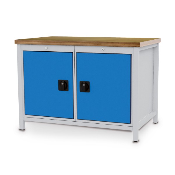 Box workbench W 1250 x D 750 x H 859 mm with 2 doors