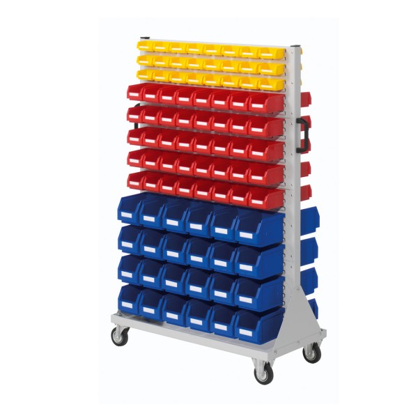 Assembly trolley with 176 small parts boxes