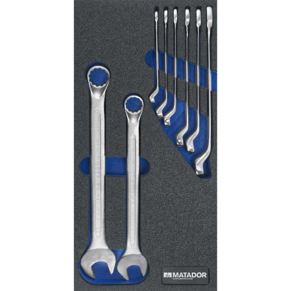 Tool spanner set 190 8 pcs. with inlet 400 x 200 mm for insertion in drawers