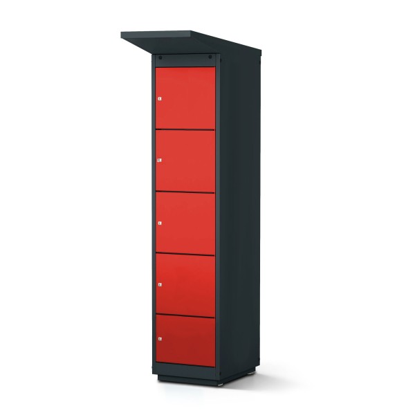 lockeel® e-bike charging station for outdoor use in anthracite grey with fire-red doors