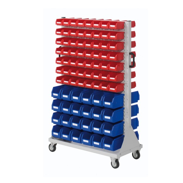 Assembly trolley with 160 small parts boxes