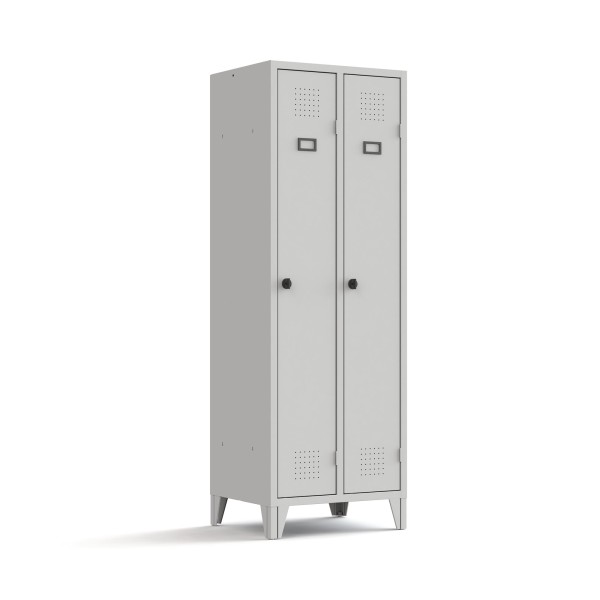 lockeel® Clothes locker c-series 2 doors with body in light grey and doors in light grey