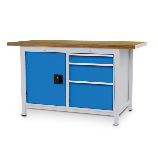 Box workbench W 1500mm with door and 3 drawers