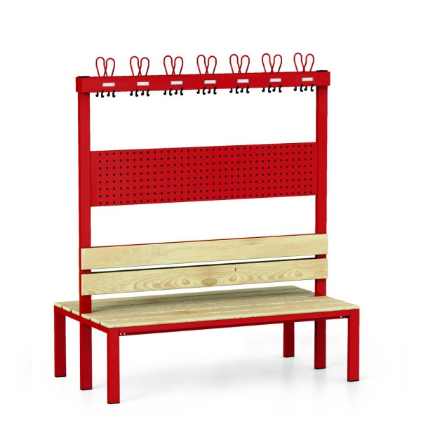 lockeel® Fire Brigade Double Bench with Hook Rail 150 cm in Fire Red