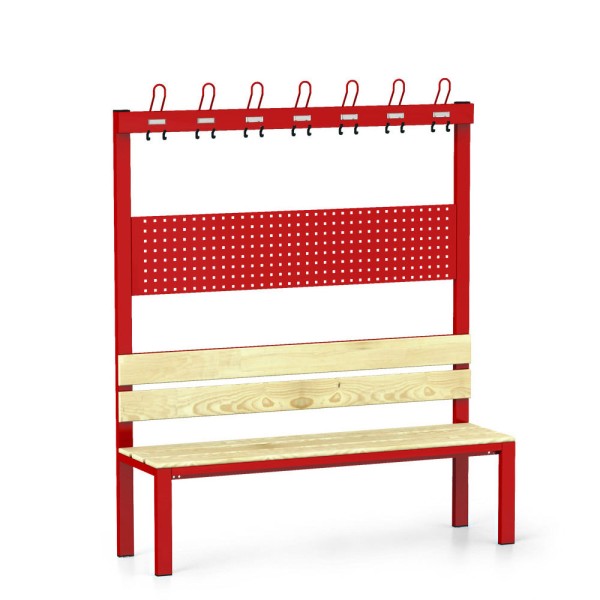 lockeel® Fire Brigade Bench with Hook Rail 150 cm in Fire Red