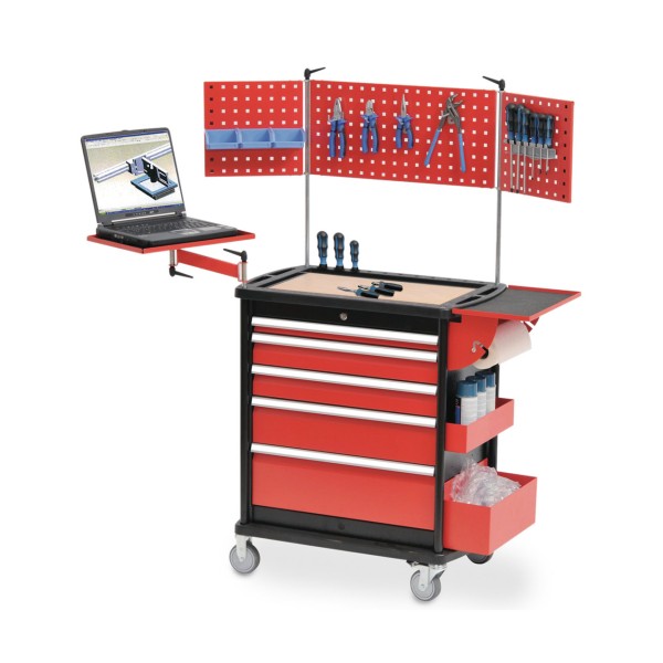 Maxmobile 1-E workshop trolley, traffic red RAL 3020