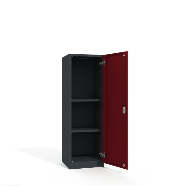 lockeel® office cabinet premium 3 shelves 1 door in anthracite gray with ruby red door