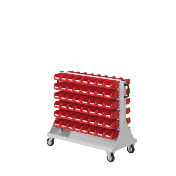 Assembly trolley with 96 small parts boxes