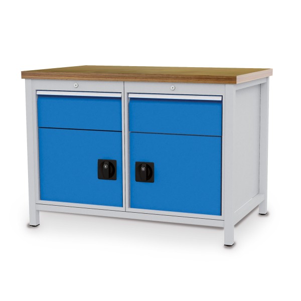 Box workbench W 1250 x D 750 X H 859 mm with 2 drawers and 2 doors