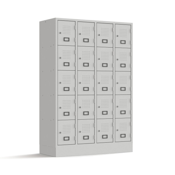 lockeel® locker c-series 4x5 doors with carcase in light grey and doors in light grey