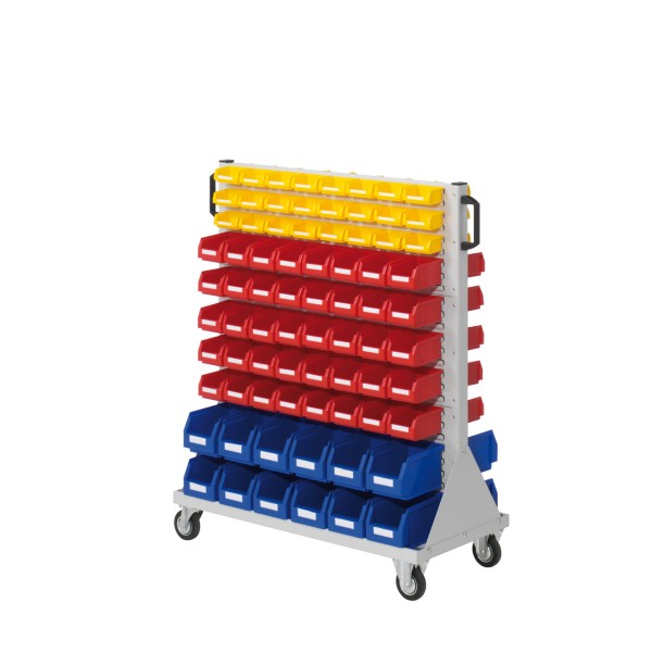 Assembly trolley with 152 small parts boxes