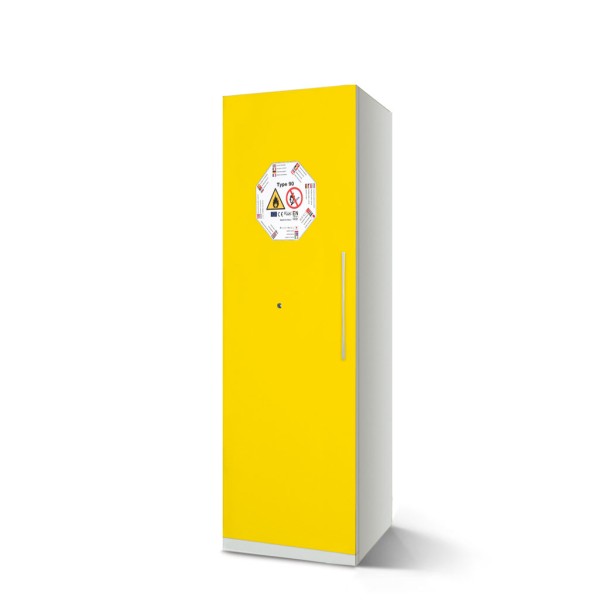 lockeel® storage cabinet for flammable liquids, 1 door in light gray-rapeseed yellow