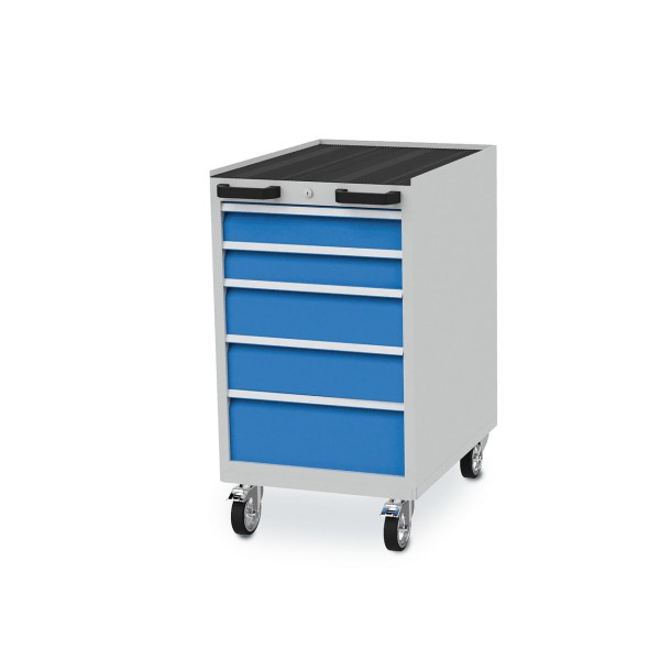 Mobile drawer cabinet W 555 x D 736 x H 990 mm with 5 drawers