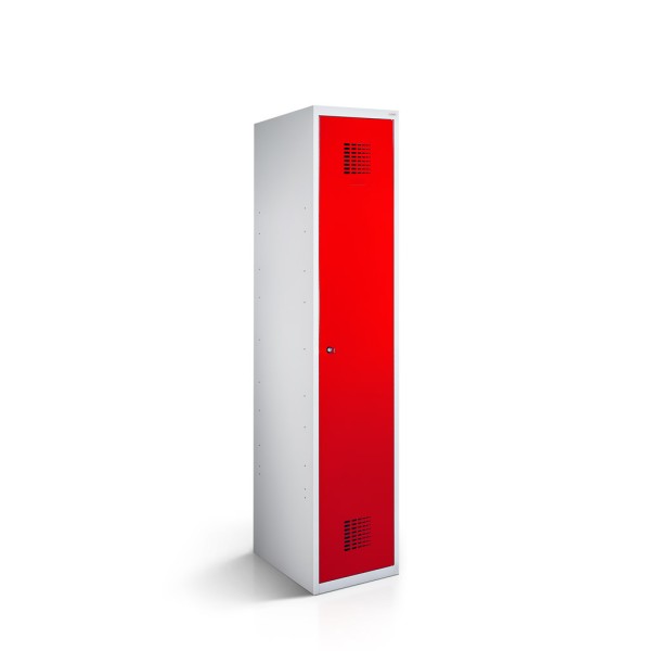 lockeel® Clothes locker 1 door with body in light grey and door in traffic red